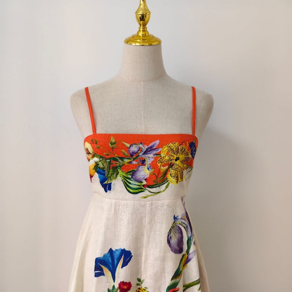 Alemais Floral Maxi Dress in Cream and Orange NWOT - Picture 8 of 15